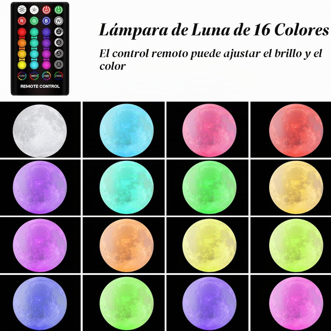 Lampara Lunar Led de 16 colores para niños